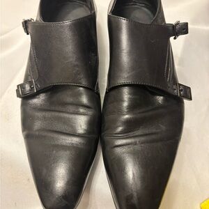 Boss Classic Black Leather Monk Strap Derbys